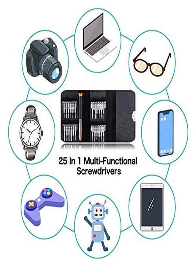 Wroughton 25 in 1 Precision Screwdriver Set Multi Pocket Repair Tool Kit with Black Leather Bag for Mobiles|Laptops|Electronics With Set of 3 Metal Openers for Mobile Phone and Gadget Repairing Supporting Tools - Image 4